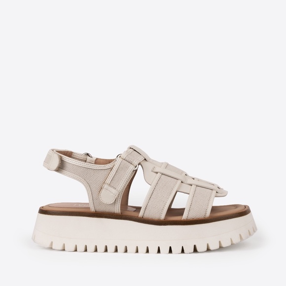 Labucq Boomer Canvas Ivory platform sandals - Picture 1 of 16